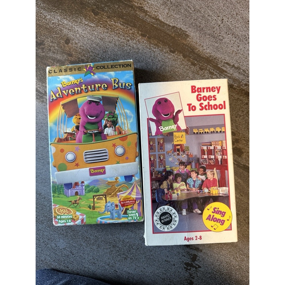 Barney VHS‎ Lot Barney's Adventure Bus & Barney Goes To School Kids Video